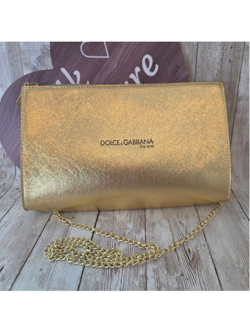 Dolce & Gabbana Shimmery Gold Chain Shoulder Clutch